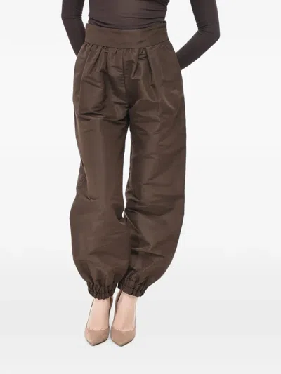 Super Blond Silk Organza Balloon Trousers In Brown