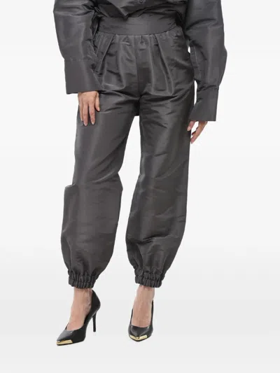 Super Blond Silk Organza Balloon Trousers In Gray