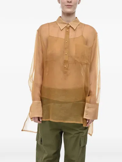 Super Blond Silk Organza Shirt In Animal Print