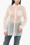 Super Blond Silk Oversized Blouse With Asymmetric Hem