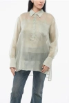 Super Blond Silk Sheer Shirt With Tank Top