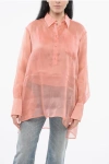 Super Blond Silk Sheer Shirt With Tank Top