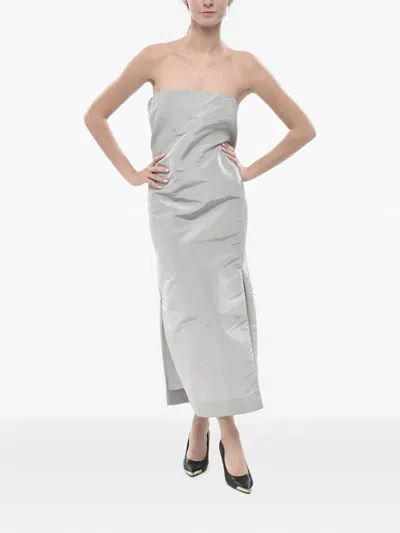 Super Blond Silk-organza Strapless Midi Dress In Gray