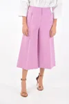Super Blond Single-pleated Wool And Silk Flared Gaucho Pants In Purple