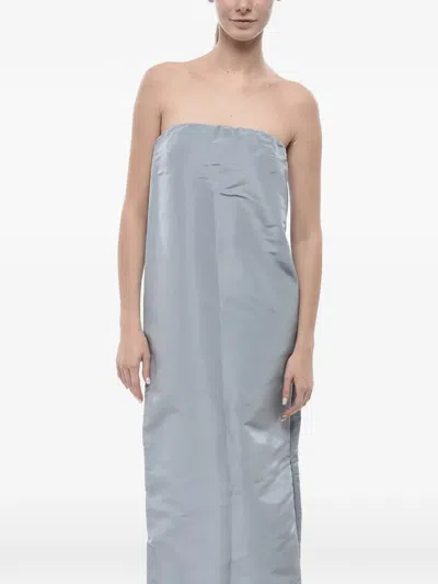 Super Blond Strapless Side-slit Midi Dress In Gray