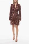 Super Blond V-neck Lace Dress With Back Zip