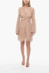 Super Blond V-neck Lace Dress With Back Zip
