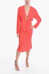 Super Blond Viscose-crepe Grebseh Long Dress With Cut-out Detail