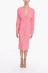 Super Blond Viscose-crepe Grebseh Long Dress With Cut-out Detail