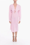 Super Blond Viscose-crepe Grebseh Long Dress With Cut-out Detail