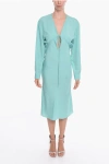 Super Blond Viscose-crepe Grebseh Long Dress With Cut-out Detail