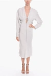 Super Blond Viscose-crepe Grebseh Long Dress With Cut-out Detail