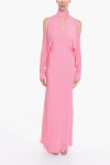 Super Blond Viscose-crepe Long Dress With Cut-out Details