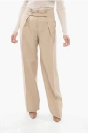 Super Blond Wide Leg Pants With Buckle