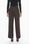 Super Blond Wide-leg Trousers With Velcro Fastening In Brown