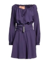 Super Blond Woman Mini Dress Dark Purple Size S Silk, Wool In Purple