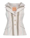 Super Blond Woman Tailored Vest Mandarin Size 6 Cotton In Beige