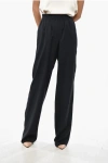 Super Blond Wool Pants With Elastic Waistband In Black