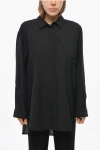 Super Blond Wool Shirt With Patch Breast-pocket In Black