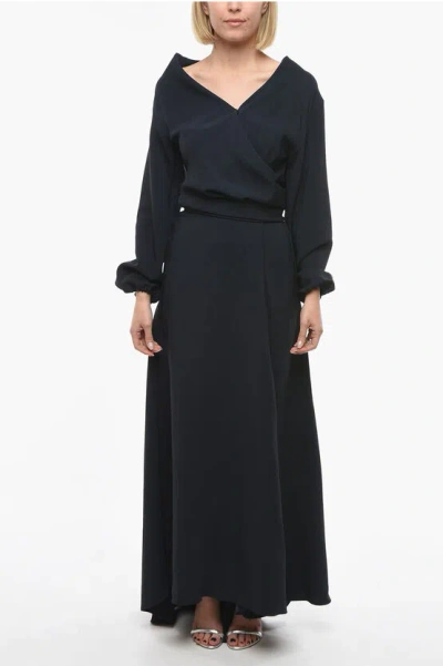 Super Blond Wrap Dress With Belt In Black