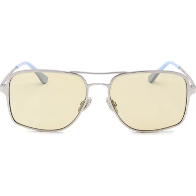 Super By Retrosuperfuture® 56mm Aviator Sunglasses In Silver/ Dark Grey