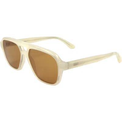Super By Retrosuperfuture® Round Aviator Sunglasses In Cream/ Brown
