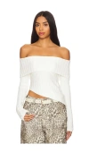 Super Down Regina Off Shoulder Sweater In 象牙白