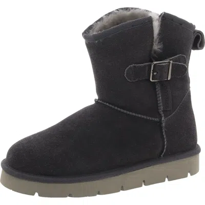 Super Lamb Argali Buckle Womens Suede Cold Weather Shearling Boots In Pink