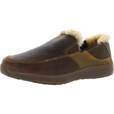 Super Lamb Bulgan Mens Faux Fur Inserts Slip On Loafer Slippers In Brown