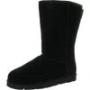 Super Lamb Mens Fleece Lined Leather Winter & Snow Boots In Black