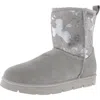 Super Lamb Womens Fleece Lined Leather Winter & Snow Boots In Silver