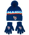 Super Mario Boys 2-piece Hat And Gloves Set In Blue