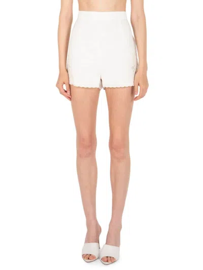 Super Natural Women's Provence Ada Scalloped Linen Blend Shorts In Off White
