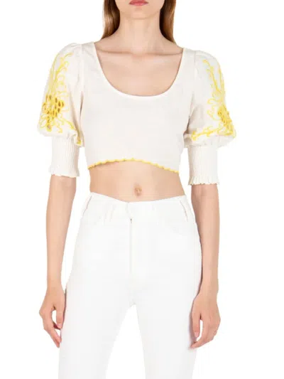 Super Natural Women's South Hampton Beaches Ellis Top In Off White Yellow