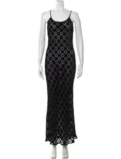 Pre-owned Super Réal: Claudia Schiffer Floral Print Long Dress W/ Tags In Black