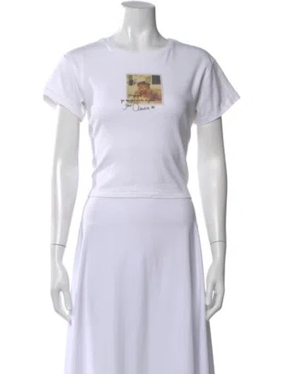 Pre-owned Super Réal: Claudia Schiffer Graphic Print Crew Neck T-shirt In White