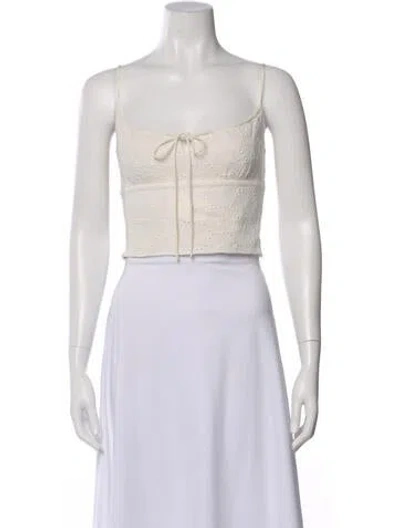 Pre-owned Super Réal: Claudia Schiffer Silk Floral Print Crop Top In Neutral