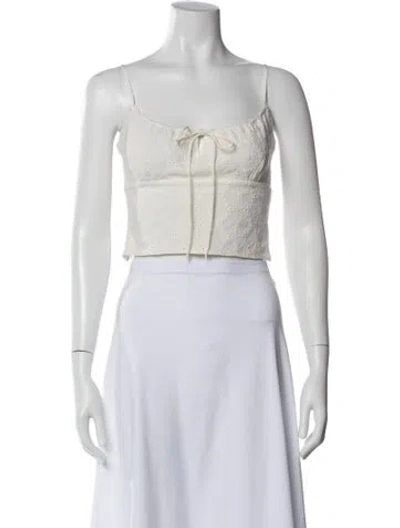 Pre-owned Super Réal: Claudia Schiffer Silk Square Neckline Crop Top In Neutral