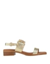 Super Women Woman Sandals Gold Size 6 Leather