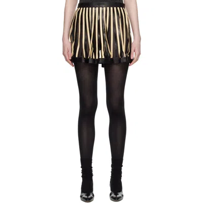 Super Yaya Black & Yellow Soleil Leather Miniskirt In Multi