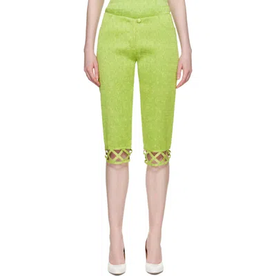 Super Yaya Green Lozanges Capri Trousers