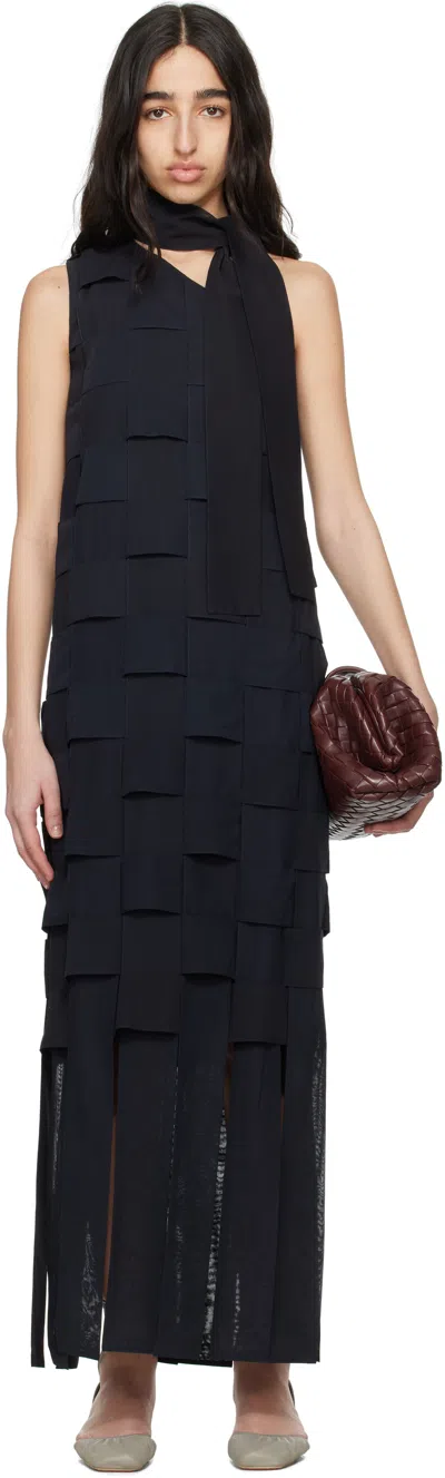 Super Yaya Navy Imperial Midi Dress In Marine