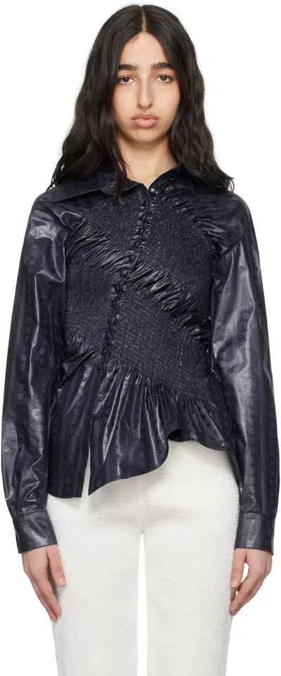 Super Yaya Navy Twist Shirt In Marine