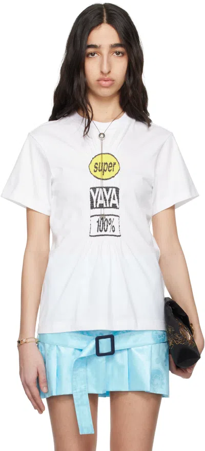 Super Yaya White Logo Elastic T-shirt