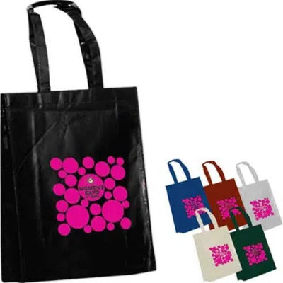 Superbagline Qsb74 White Laminated Tote - Pack Of 25 In Black