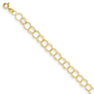 Pre-owned Superdealsforeverything 14k Yellow Gold Solid Triple Link Charm Bracelet; 8 Inch ; Lobster Clasp