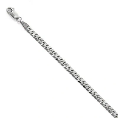 Pre-owned Superdealsforeverything Leslie's Real 14kt White Gold 3.9mm Flat Curb Chain; 8 Inch; Lobster Clasp