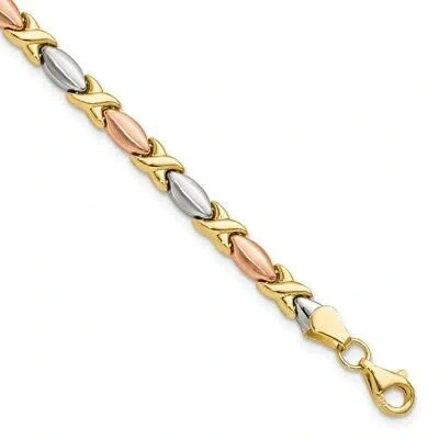 Pre-owned Superdealsforeverything Leslie's Real 14kt W/white & Rose Gold Plating Polished & Brushed X Bracelet In Yellow