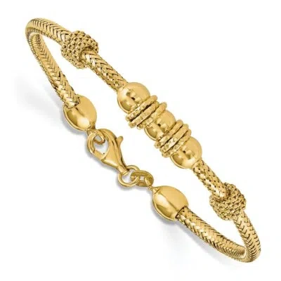 Pre-owned Superdealsforeverything Leslie's Real 14kt Yellow Gold Polished & Textured Chain Bracelet; 7.5 Inch