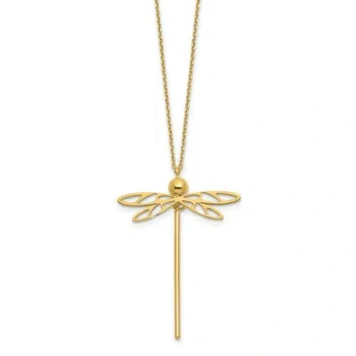Pre-owned Superdealsforeverything Leslie's Real 14kt Yellow Gold Polished Dragonfly W/2 In Ext. Necklace; 16 Inch